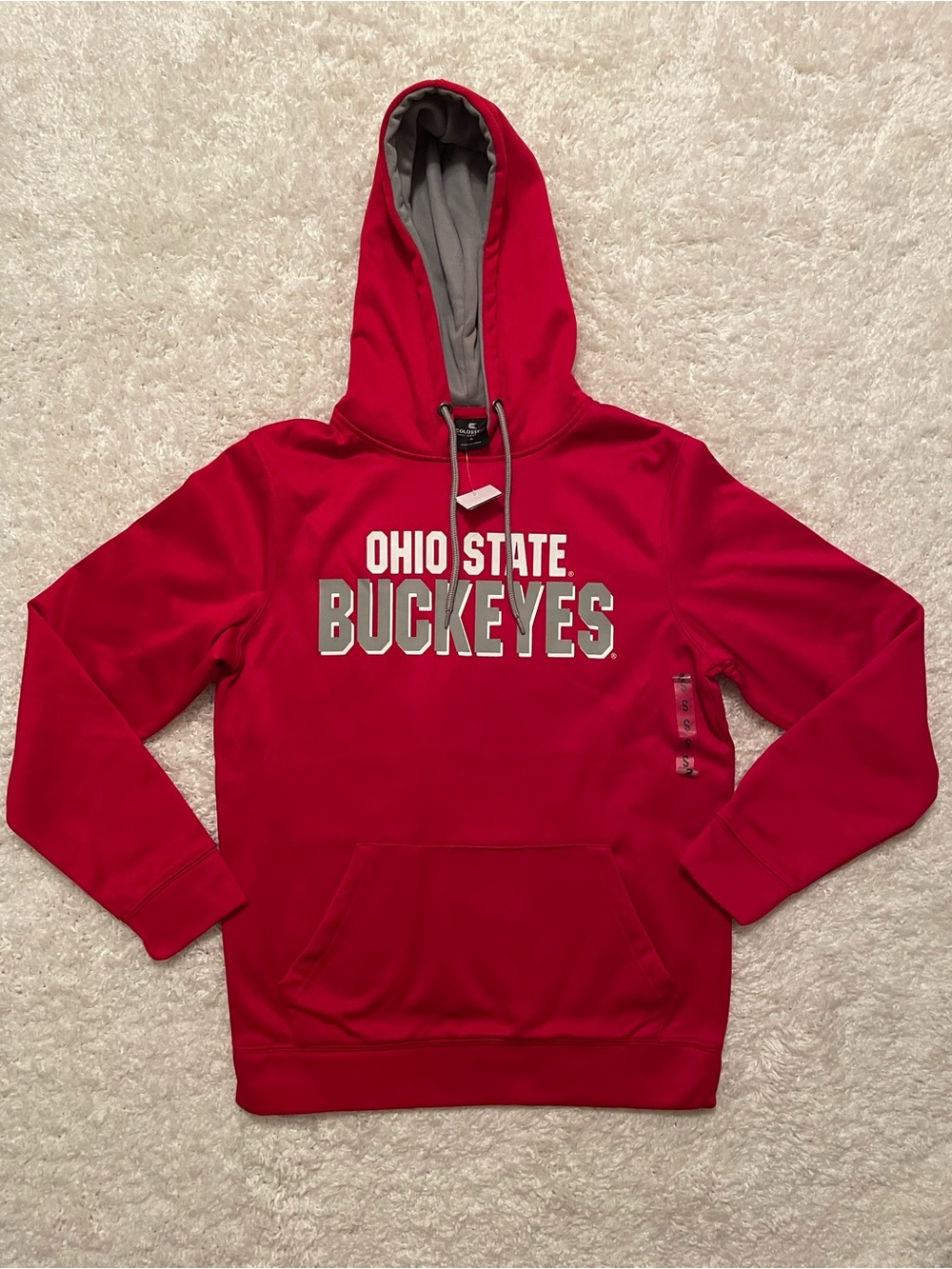 Men’s Red & Gray Ohio State Buckeyes Hoodie size S NWT with small flaw